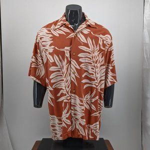 Burnt Orange/Cream Manuhealii Silk Aloha Shirt, XXL